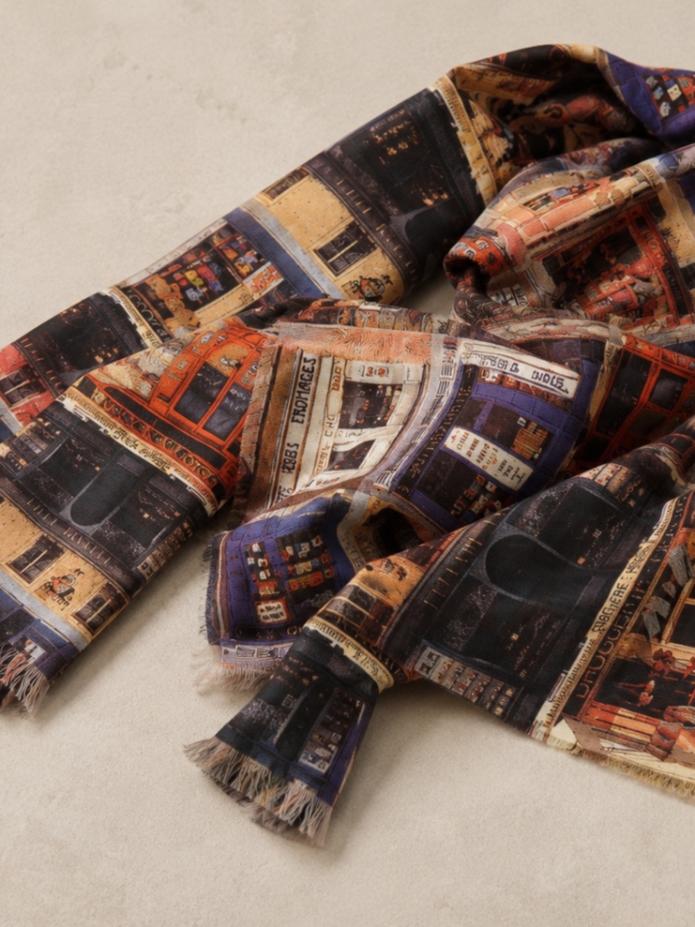 Vintage 1980s Kenzo Paris Archival Shopfront Silk Scarf Made In Italy